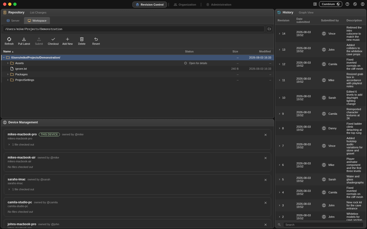Screenshot of the Device Management panel listing two devices