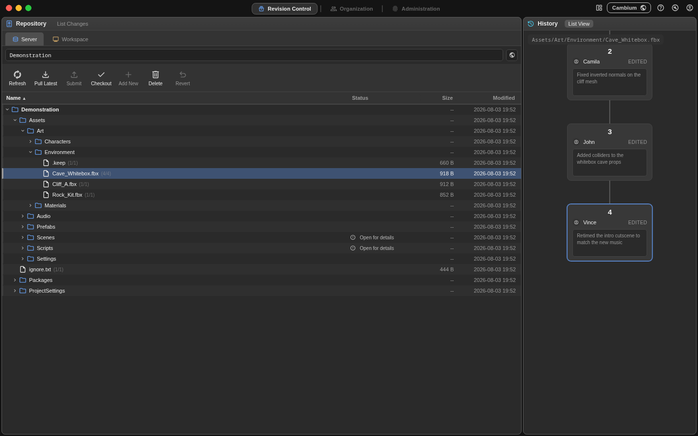Screenshot of the History panel in Graph View